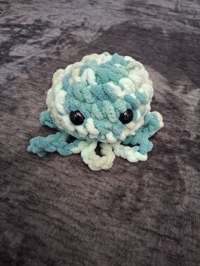 Handmade Crochet Plush Octopus Stuffed Animal Toy, Decor Teal/Aqua